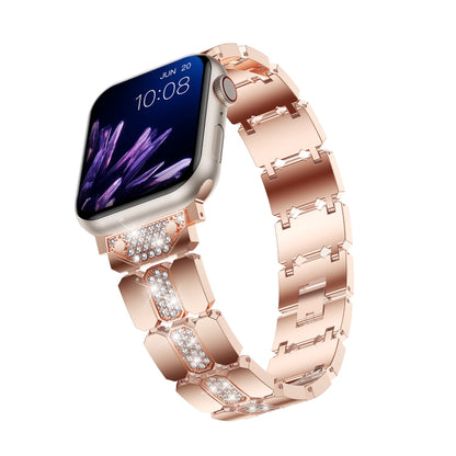 Diamond Metal Watch Band For Apple Watch SE 2022 40mm(Rose Gold) - Watch Bands by PMC Jewellery | Online Shopping South Africa | PMC Jewellery