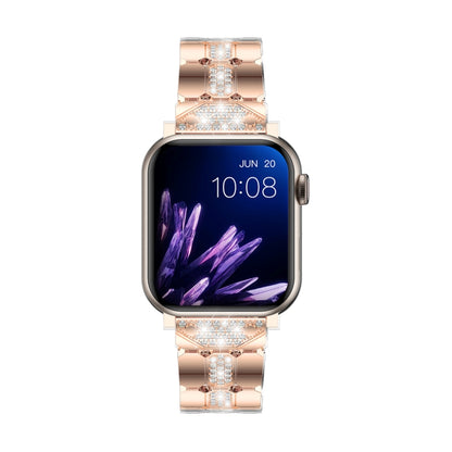 Diamond Metal Watch Band For Apple Watch SE 2022 40mm(Rose Gold) - Watch Bands by PMC Jewellery | Online Shopping South Africa | PMC Jewellery