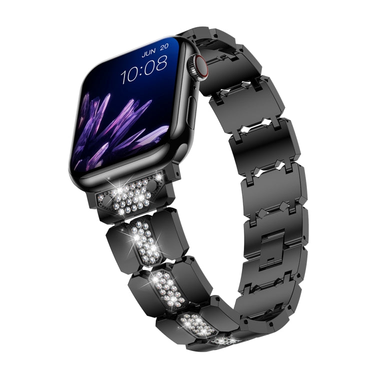 Diamond Metal Watch Band For Apple Watch SE 44mm(Black) - Watch Bands by PMC Jewellery | Online Shopping South Africa | PMC Jewellery