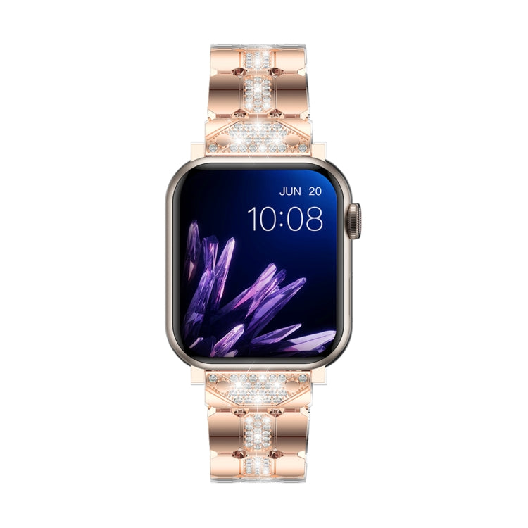 Diamond Metal Watch Band For Apple Watch 4 44mm(Rose Gold) - Watch Bands by PMC Jewellery | Online Shopping South Africa | PMC Jewellery