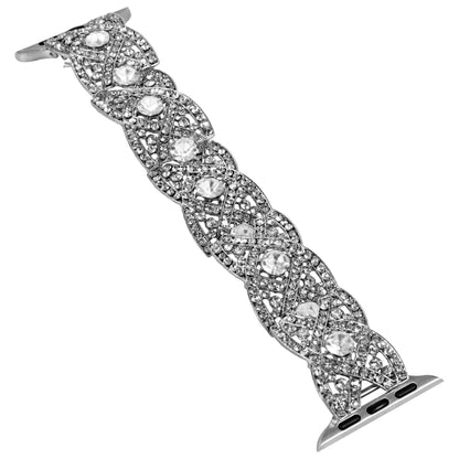 Diamonds Twist Metal Watch Band For Apple Watch 8 45mm(Silver) - Watch Bands by PMC Jewellery | Online Shopping South Africa | PMC Jewellery