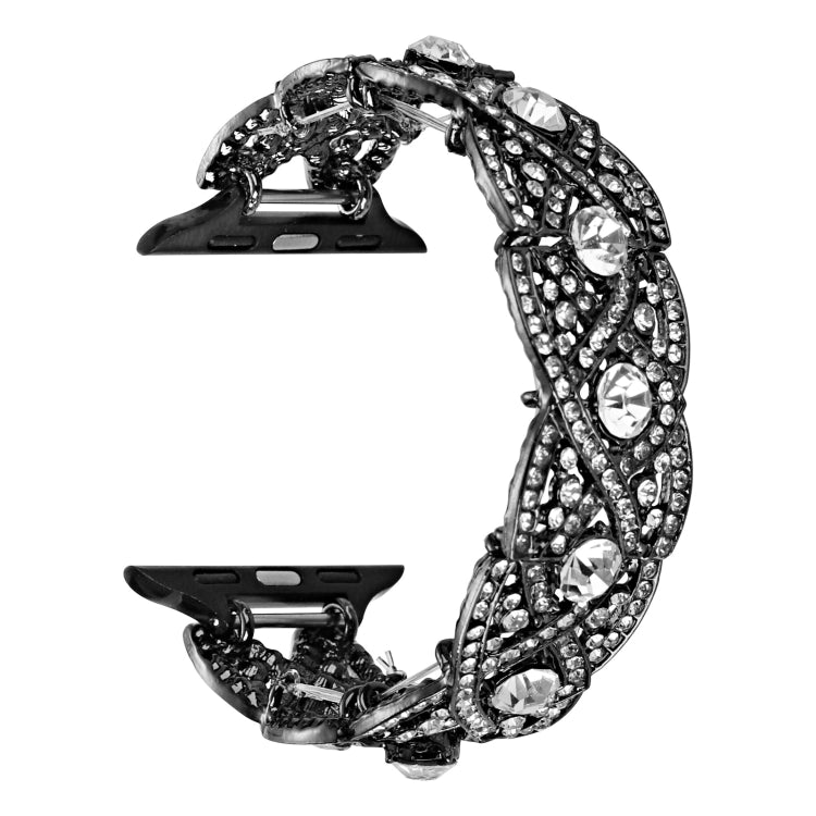 Diamonds Twist Metal Watch Band For Apple Watch 38mm(Black) - Watch Bands by PMC TechLife | Online Shopping South Africa | PMC TechLife