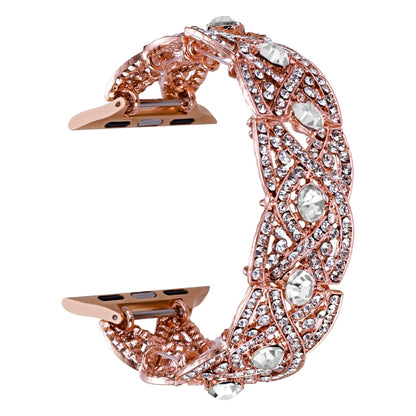 Diamonds Twist Metal Watch Band For Apple Watch 38mm(Rose Gold White) - Watch Bands by PMC Jewellery | Online Shopping South Africa | PMC Jewellery