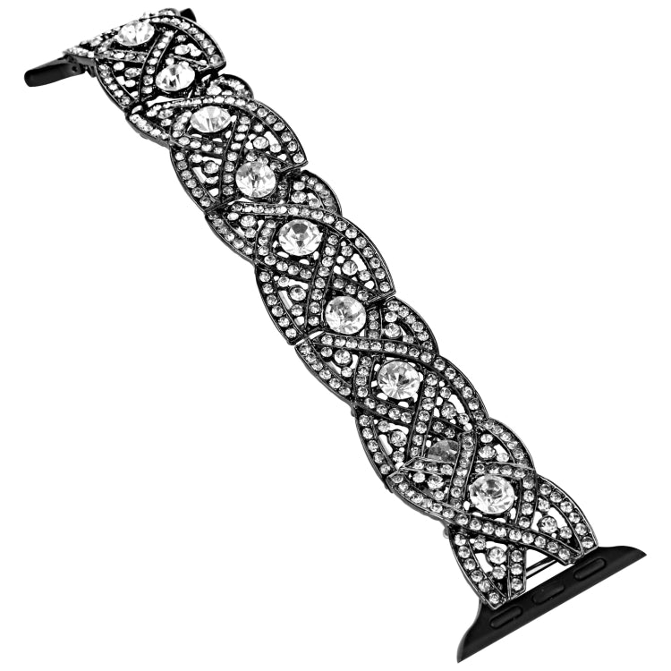 Diamonds Twist Metal Watch Band For Apple Watch 42mm(Black) - Watch Bands by PMC TechLife | Online Shopping South Africa | PMC TechLife