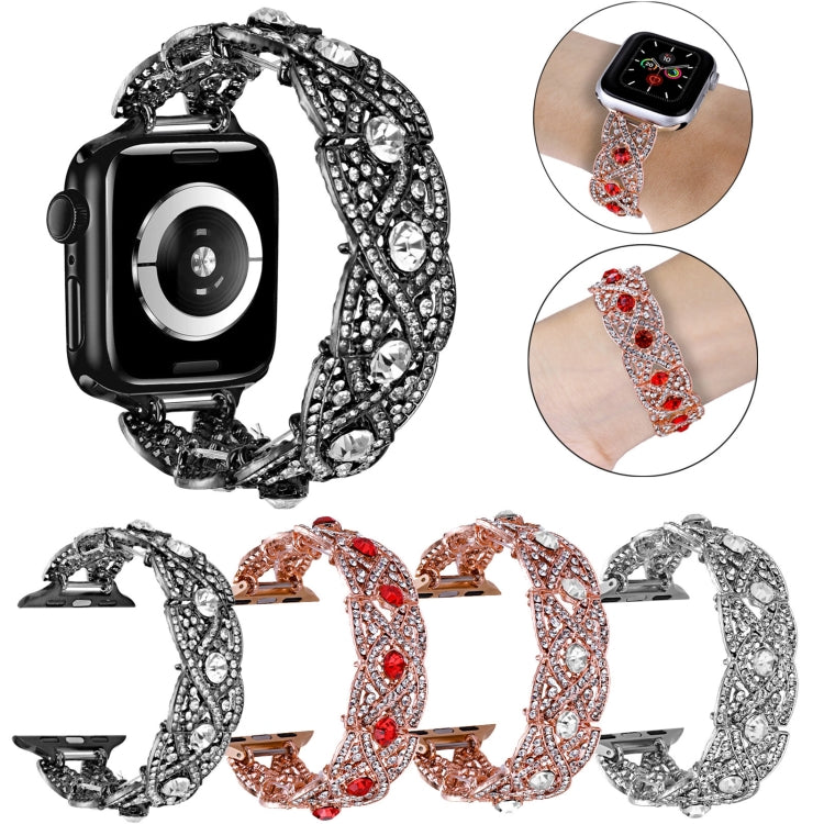 Diamonds Twist Metal Watch Band For Apple Watch 2 38mm(Rose Gold White) - Watch Bands by PMC Jewellery | Online Shopping South Africa | PMC Jewellery