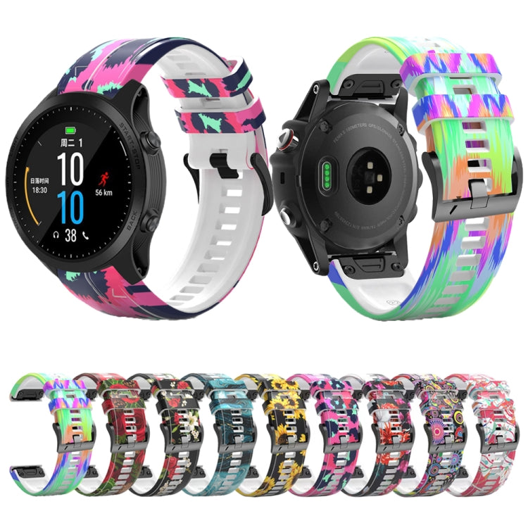 For Garmin  Tactix 7 Pro / Fenix 7X / 6X Pro Printing Quick Release Silicone Watch Band(Rose) - Watch Bands by PMC TechLife | Online Shopping South Africa | PMC TechLife