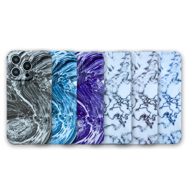 For iPhone 12 Marble Pattern Phone Case(Navy Blue White) - iPhone 12 / 12 Pro Cases by PMC TechLife | Online Shopping South Africa | PMC TechLife