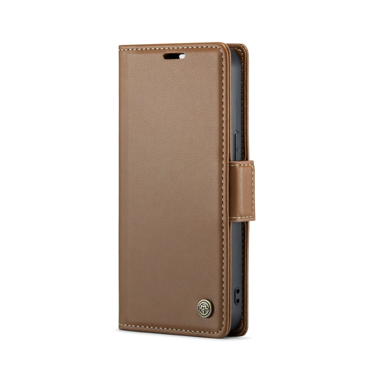 For iPhone 14 CaseMe 023 Butterfly Buckle Litchi Texture RFID Anti-theft Leather Phone Case(Brown) - iPhone 14 Cases by CaseMe | Online Shopping South Africa | PMC Jewellery