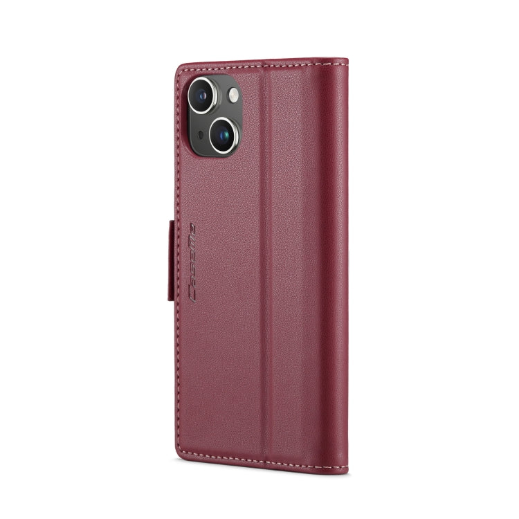 For iPhone 14 CaseMe 023 Butterfly Buckle Litchi Texture RFID Anti-theft Leather Phone Case(Wine Red) - iPhone 14 Cases by CaseMe | Online Shopping South Africa | PMC Jewellery