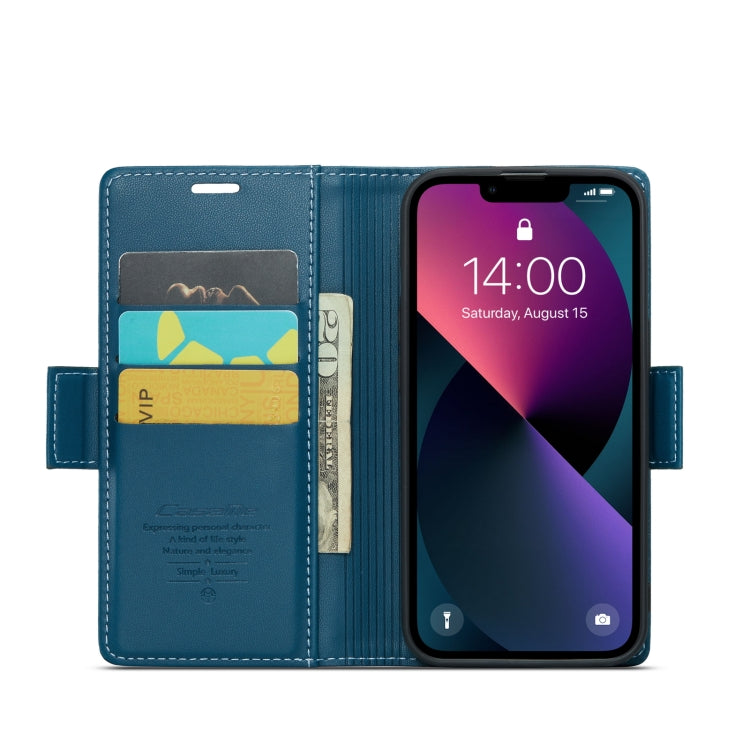 For iPhone 14 CaseMe 023 Butterfly Buckle Litchi Texture RFID Anti-theft Leather Phone Case(Blue) - iPhone 14 Cases by CaseMe | Online Shopping South Africa | PMC Jewellery