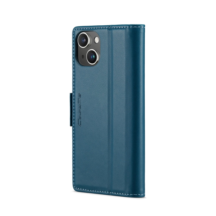For iPhone 14 Plus CaseMe 023 Butterfly Buckle Litchi Texture RFID Anti-theft Leather Phone Case(Blue) - iPhone 14 Plus Cases by CaseMe | Online Shopping South Africa | PMC Jewellery
