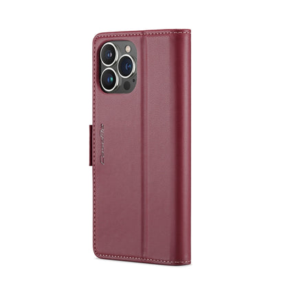 For iPhone 13 Pro Max CaseMe 023 Butterfly Buckle Litchi Texture RFID Anti-theft Leather Phone Case(Wine Red) - iPhone 13 Pro Max Cases by CaseMe | Online Shopping South Africa | PMC Jewellery