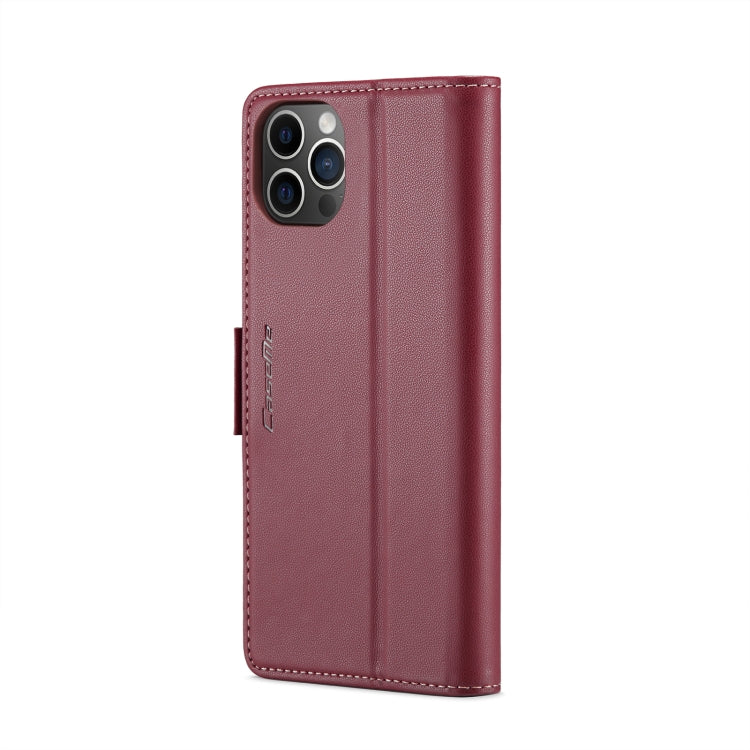 For iPhone 12 Pro Max CaseMe 023 Butterfly Buckle Litchi Texture RFID Anti-theft Leather Phone Case(Wine Red) - iPhone 12 Pro Max Cases by CaseMe | Online Shopping South Africa | PMC Jewellery
