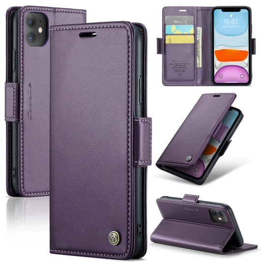 For iPhone 11 CaseMe 023 Butterfly Buckle Litchi Texture RFID Anti-theft Leather Phone Case(Pearly Purple) - iPhone 11 Cases by CaseMe | Online Shopping South Africa | PMC Jewellery