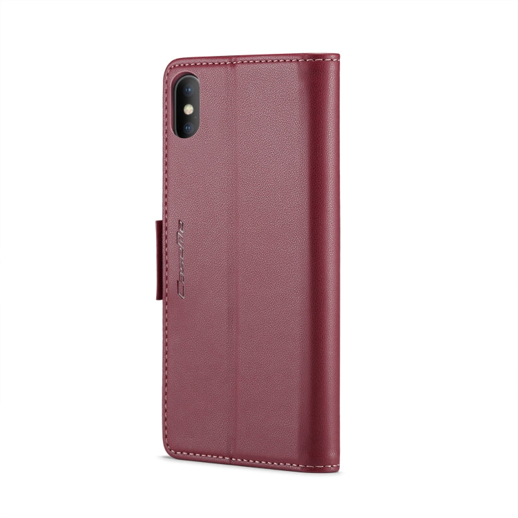 For iPhone XS Max CaseMe 023 Butterfly Buckle Litchi Texture RFID Anti-theft Leather Phone Case(Wine Red) - More iPhone Cases by CaseMe | Online Shopping South Africa | PMC Jewellery