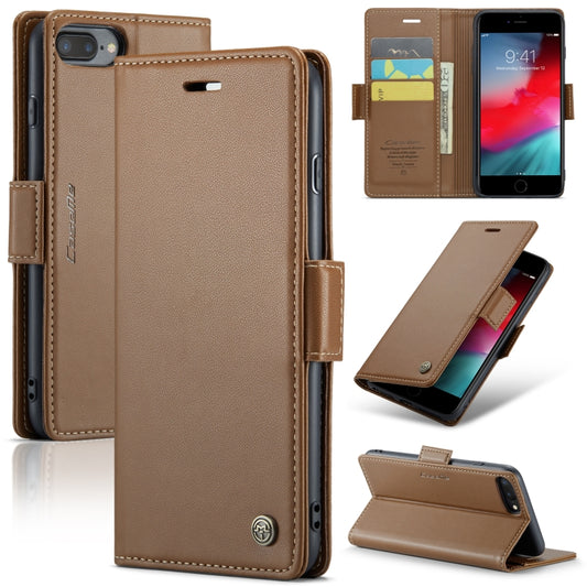 For iPhone 6 Plus/7 Plus/8 Plus CaseMe 023 Butterfly Buckle Litchi Texture RFID Anti-theft Leather Phone Case(Brown) - More iPhone Cases by CaseMe | Online Shopping South Africa | PMC Jewellery