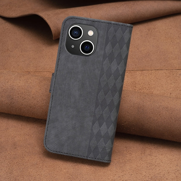 For iPhone 14 Plus Plaid Embossed Leather Phone Case(Black) - free shipping - PMC TechLife - Order now!