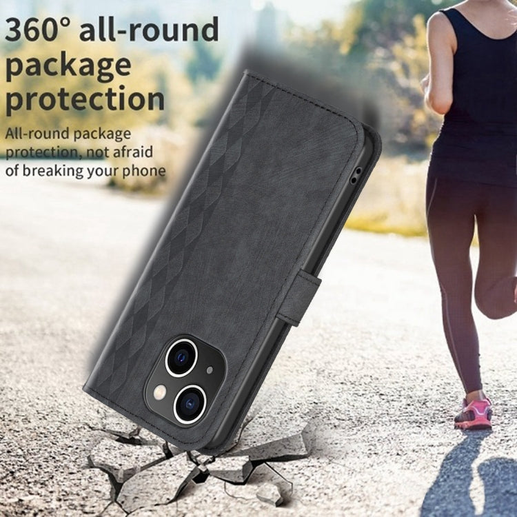 For iPhone 14 Plus Plaid Embossed Leather Phone Case(Black) - free shipping - PMC TechLife - Order now!