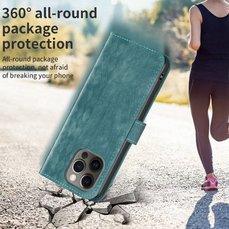For iPhone 12 Pro Max Plaid Embossed Leather Phone Case(Green) - free shipping - PMC TechLife - Order now!