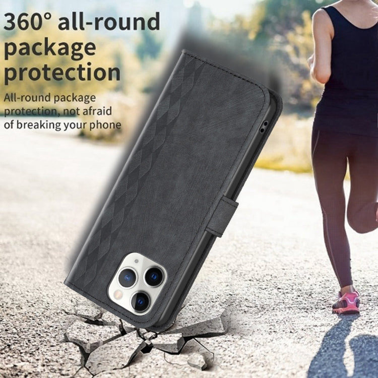 For iPhone 11 Pro Max Plaid Embossed Leather Phone Case(Black) - free shipping - PMC TechLife - Order now!