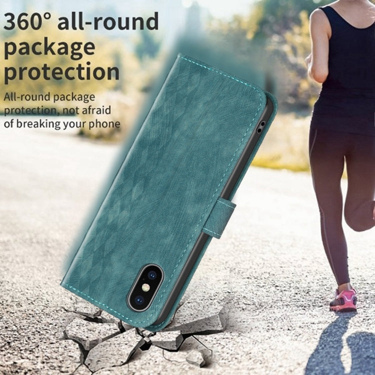 For iPhone X / XS Plaid Embossed Leather Phone Case(Green) - free shipping - PMC TechLife - Order now!