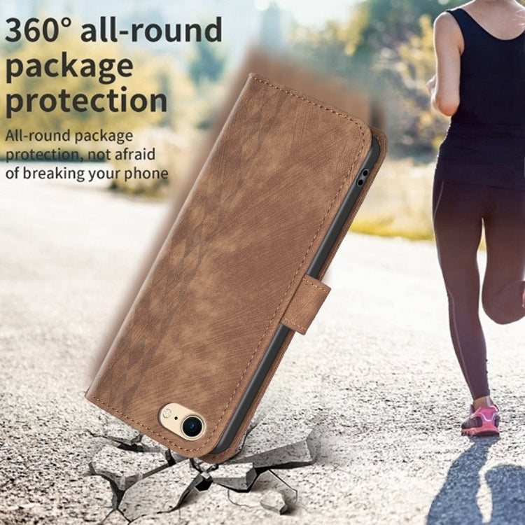 For iPhone SE 2022 / 7 / 8 Plaid Embossed Leather Phone Case(Brown) - free shipping - PMC TechLife - Order now!