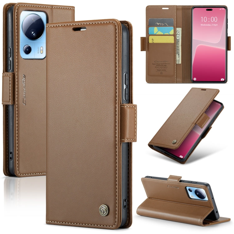 For Xiaomi 13 Lite CaseMe 023 Butterfly Buckle Litchi Texture RFID Anti-theft Leather Phone Case(Brown) - Xiaomi Cases by CaseMe | Online Shopping South Africa | PMC Jewellery | Buy Now Pay Later Mobicred