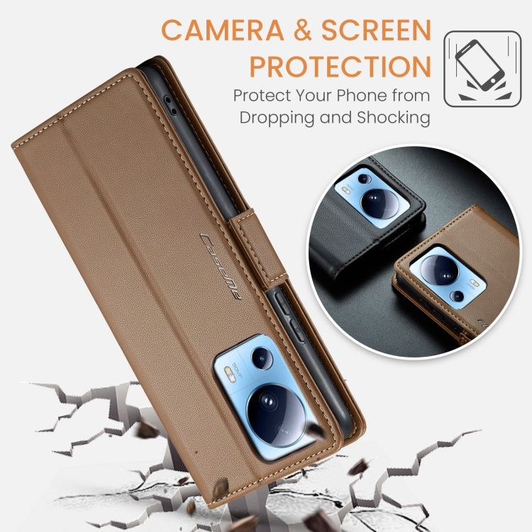 For Xiaomi 13 Lite CaseMe 023 Butterfly Buckle Litchi Texture RFID Anti-theft Leather Phone Case(Brown) - Xiaomi Cases by CaseMe | Online Shopping South Africa | PMC Jewellery | Buy Now Pay Later Mobicred