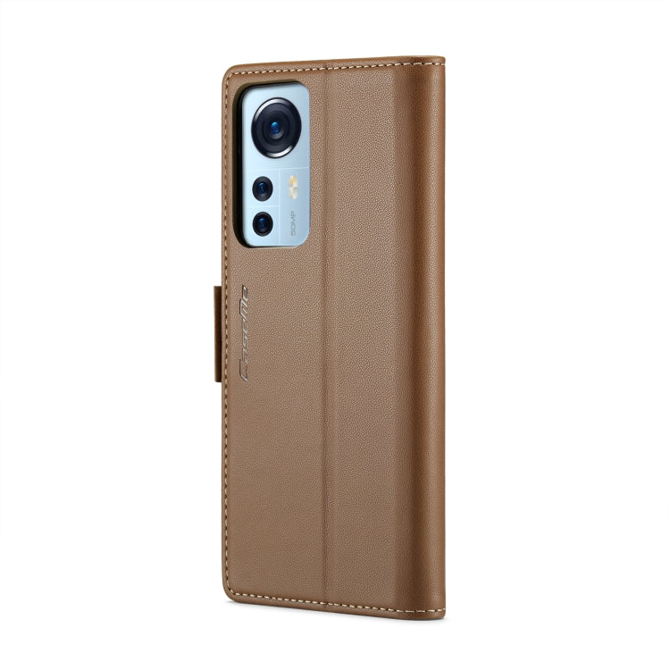 For Xiaomi 12 / 12X / 12S CaseMe 023 Butterfly Buckle Litchi Texture RFID Anti-theft Leather Phone Case(Brown) - 12 Cases by CaseMe | Online Shopping South Africa | PMC Jewellery