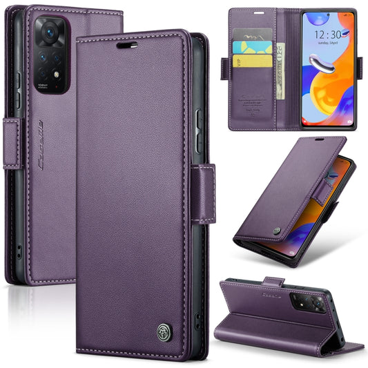 CaseMe 023 Butterfly Buckle Litchi Texture RFID Anti-theft Leather Phone Case For Xiaomi Redmi Note 11 Pro 5G Global/Redmi Note 11 Pro Global(Pearly Purple) - Xiaomi Cases by CaseMe | Online Shopping South Africa | PMC Jewellery | Buy Now Pay Later Mobicred