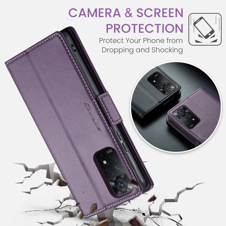 CaseMe 023 Butterfly Buckle Litchi Texture RFID Anti-theft Leather Phone Case For Xiaomi Redmi Note 11 Pro 5G Global/Redmi Note 11 Pro Global(Pearly Purple) - Redmi Note 11 Pro Case by CaseMe | Online Shopping South Africa | PMC Jewellery