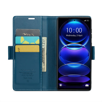 CaseMe 023 Butterfly Buckle Litchi Texture RFID Anti-theft Leather Phone Case For Xiaomi Poco X5 Pro 5G/Redmi Note 12 Pro 5G Global(Blue) - Xiaomi Cases by CaseMe | Online Shopping South Africa | PMC Jewellery