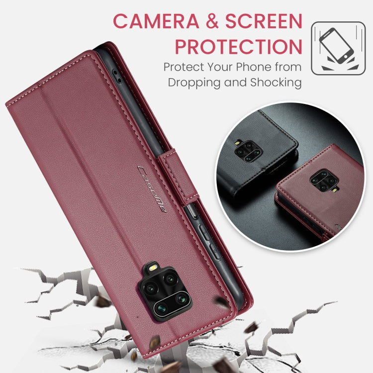 For Xiaomi Redmi Note 9S/Note 9 Pro/Note 9 Pro Max CaseMe 023 Butterfly Buckle Litchi Texture RFID Anti-theft Leather Phone Case(Wine Red) - Xiaomi Cases by CaseMe | Online Shopping South Africa | PMC Jewellery