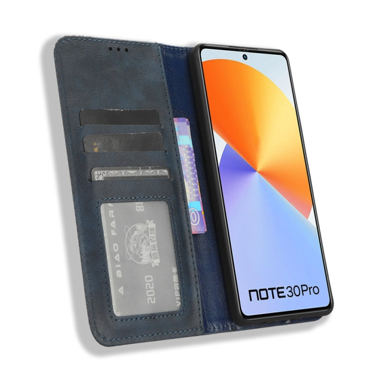 For Infinix Note 30 Pro Magnetic Buckle Retro Texture Leather Phone Case(Blue) - Infinix Cases by PMC TechLife | Online Shopping South Africa | PMC TechLife | Buy Now Pay Later Mobicred