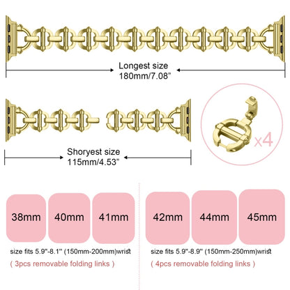 Ladder Buckle Metal Watch Band For Apple Watch 8 45mm(Gold) - Watch Bands by PMC Jewellery | Online Shopping South Africa | PMC Jewellery