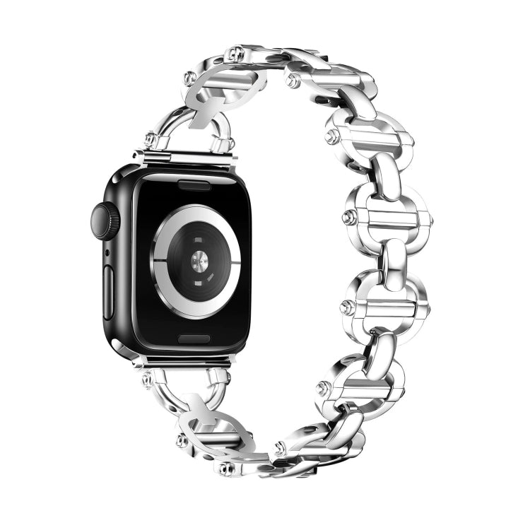 Ladder Buckle Metal Watch Band For Apple Watch 7 45mm(Silver) - Watch Bands by PMC TechLife | Online Shopping South Africa | PMC TechLife