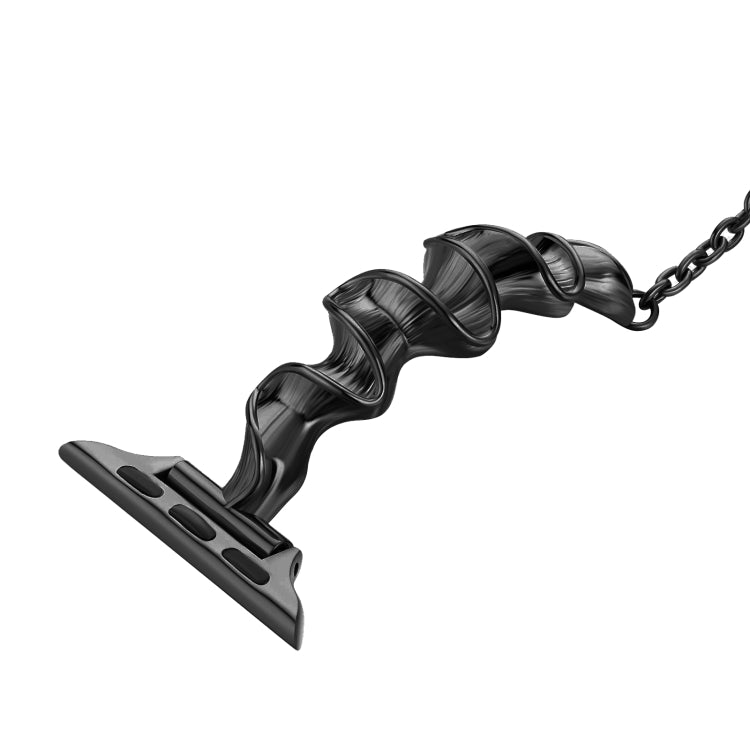 Ribbon Wave Metal Watch Band For Apple Watch 8 41mm(Black) - Watch Bands by PMC TechLife | Online Shopping South Africa | PMC TechLife