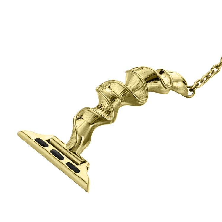 Ribbon Wave Metal Watch Band For Apple Watch 7 41mm(Gold) - Watch Bands by PMC TechLife | Online Shopping South Africa | PMC TechLife