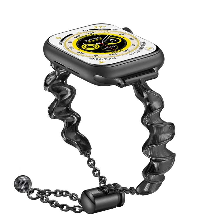 Ribbon Wave Metal Watch Band For Apple Watch 3 38mm(Black) - Watch Bands by PMC TechLife | Online Shopping South Africa | PMC TechLife