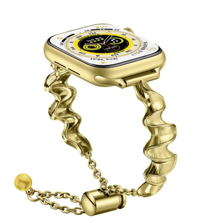 Ribbon Wave Metal Watch Band For Apple Watch 42mm(Gold) - Watch Bands by PMC TechLife | Online Shopping South Africa | PMC TechLife