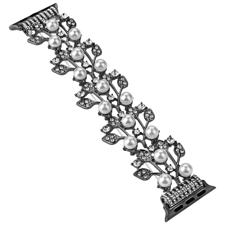 Four-leaf Bead Metal Watch Band For Apple Watch 7 41mm(Black) - Watch Bands by PMC TechLife | Online Shopping South Africa | PMC TechLife