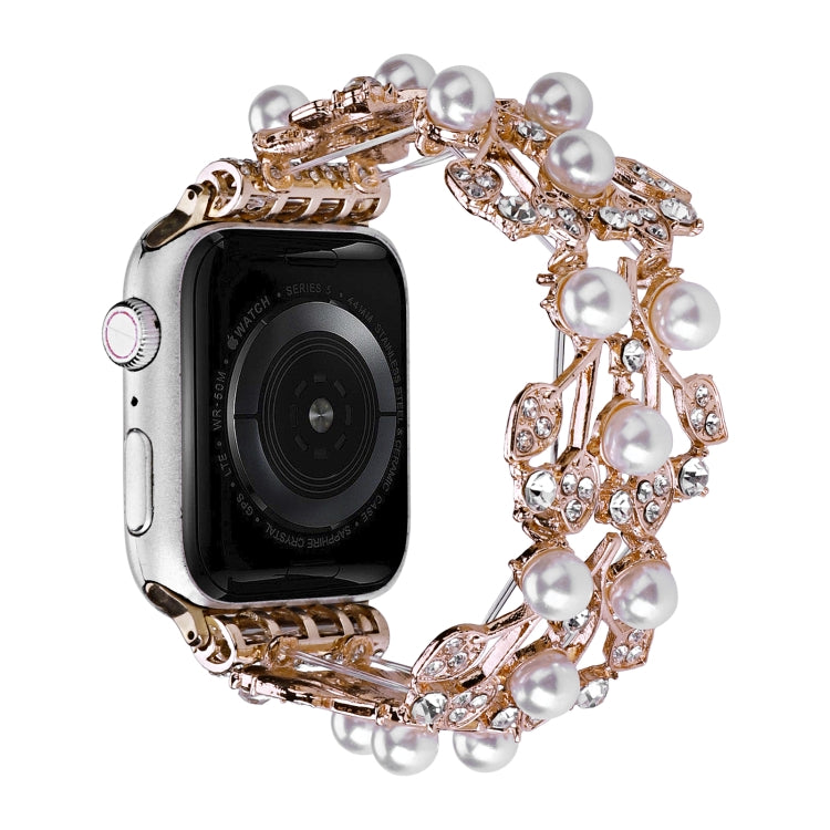 Four-leaf Bead Metal Watch Band For Apple Watch 3 42mm(Rose Gold) - Watch Bands by PMC TechLife | Online Shopping South Africa | PMC TechLife