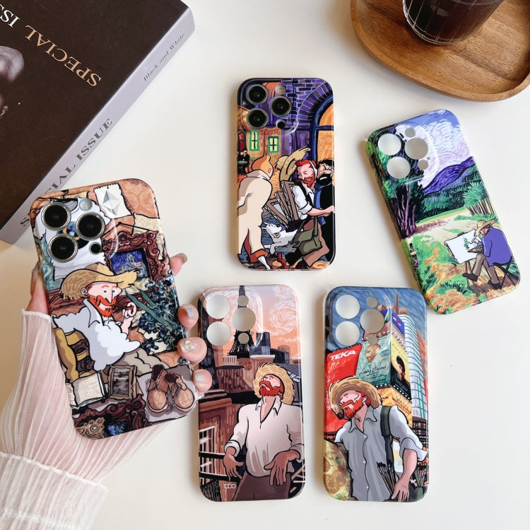 For iPhone 14 Plus Precise Hole Oil Painting Pattern PC Phone Case(Edifice) - iPhone 14 Plus Cases by PMC Jewellery | Online Shopping South Africa | PMC Jewellery