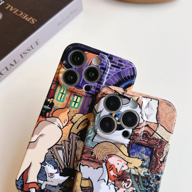 For iPhone 13 Pro Precise Hole Oil Painting Pattern PC Phone Case(Puppy) - iPhone 13 Pro Cases by PMC Jewellery | Online Shopping South Africa | PMC Jewellery