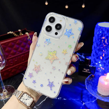 For iPhone 14 Little Star Series Glitter Powder TPU Phone Case(Pentangle) - iPhone 14 Cases by PMC Jewellery | Online Shopping South Africa | PMC Jewellery