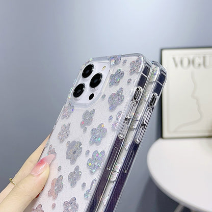 For iPhone 14 Pro Max Little Star Series Glitter Powder TPU Phone Case(Leopard Print) - iPhone 14 Pro Max Cases by PMC Jewellery | Online Shopping South Africa | PMC Jewellery