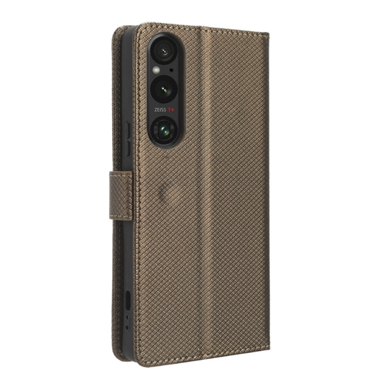 For Sony Xperia 1 V Diamond Texture Leather Phone Case(Brown) - Sony Cases by PMC Jewellery | Online Shopping South Africa | PMC Jewellery