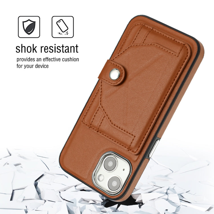 For iPhone 14 Shockproof Leather Phone Case with Card Holder(Brown) - free shipping - PMC TechLife - Order now!