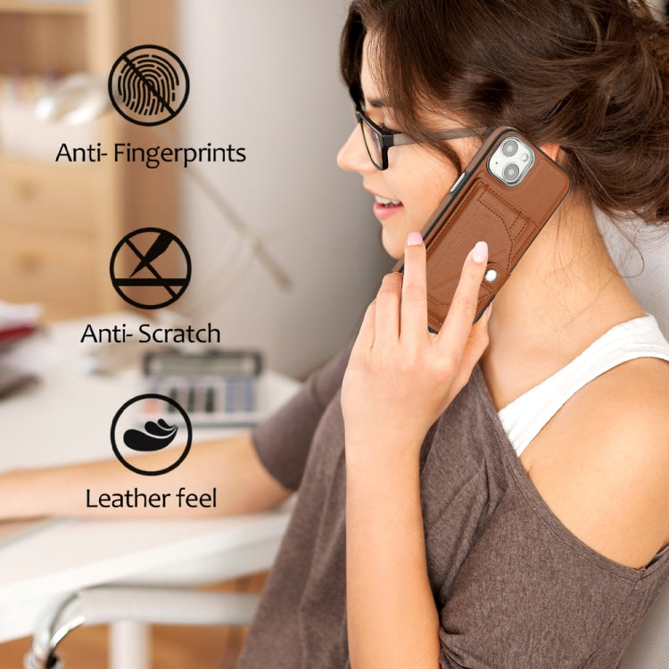 For iPhone 13 Shockproof Leather Phone Case with Card Holder(Brown) - free shipping - PMC TechLife - Order now!