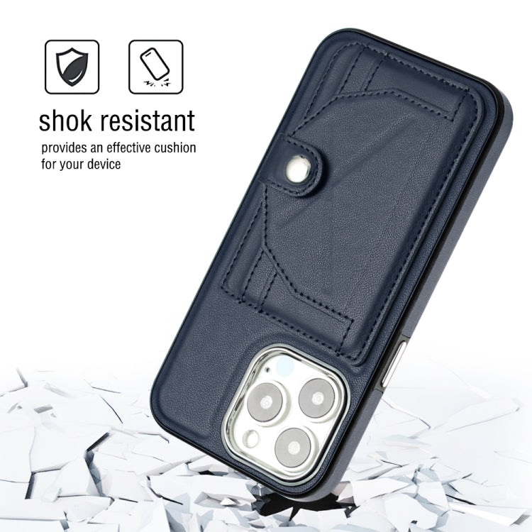 For iPhone 13 Pro Shockproof Leather Phone Case with Card Holder(Blue) - free shipping - PMC TechLife - Order now!
